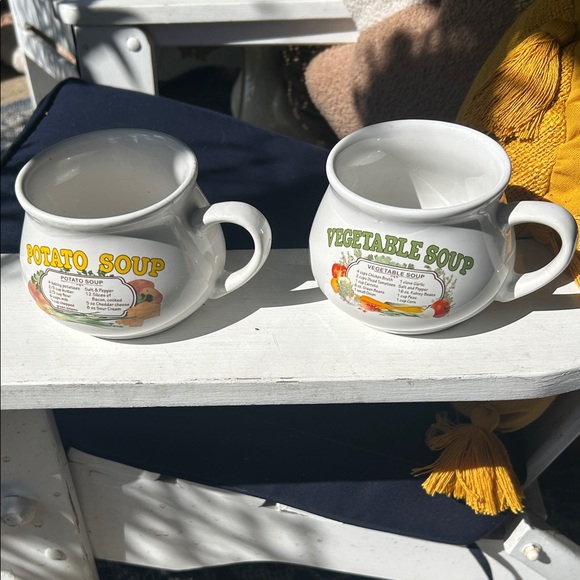 Vintage Recipe Soup Mugs Potato and Vegetable Design - Picture 1 of 9